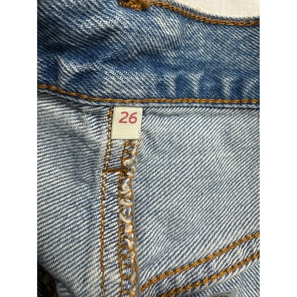 Levis Ankle Column Skirt Light‎ Wash Denim Maxi Raw Hem Womens 26